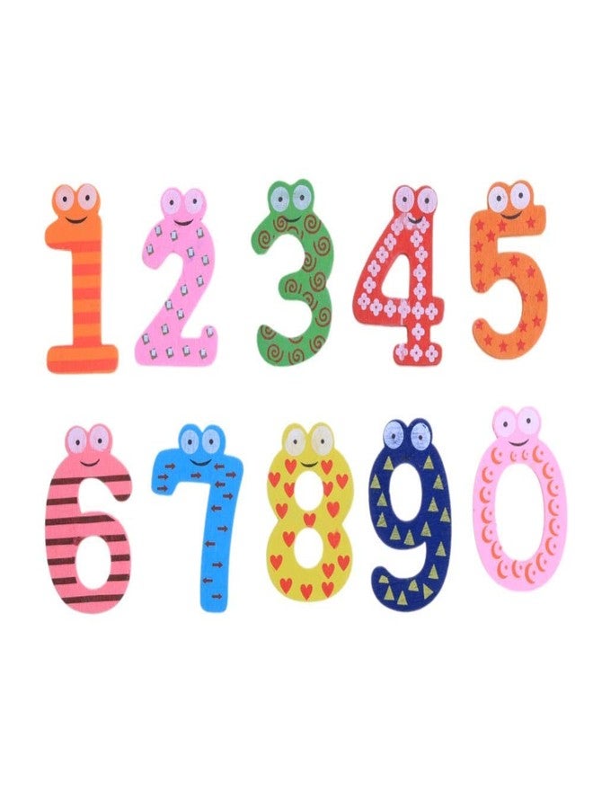 شورو ملصقات مغناطيسية خشبية ملونة لطيفة للثلاجة من شورو، لعبة تعليمية للأطفال (أرقام خشبية، 10 قطع) - Image 1